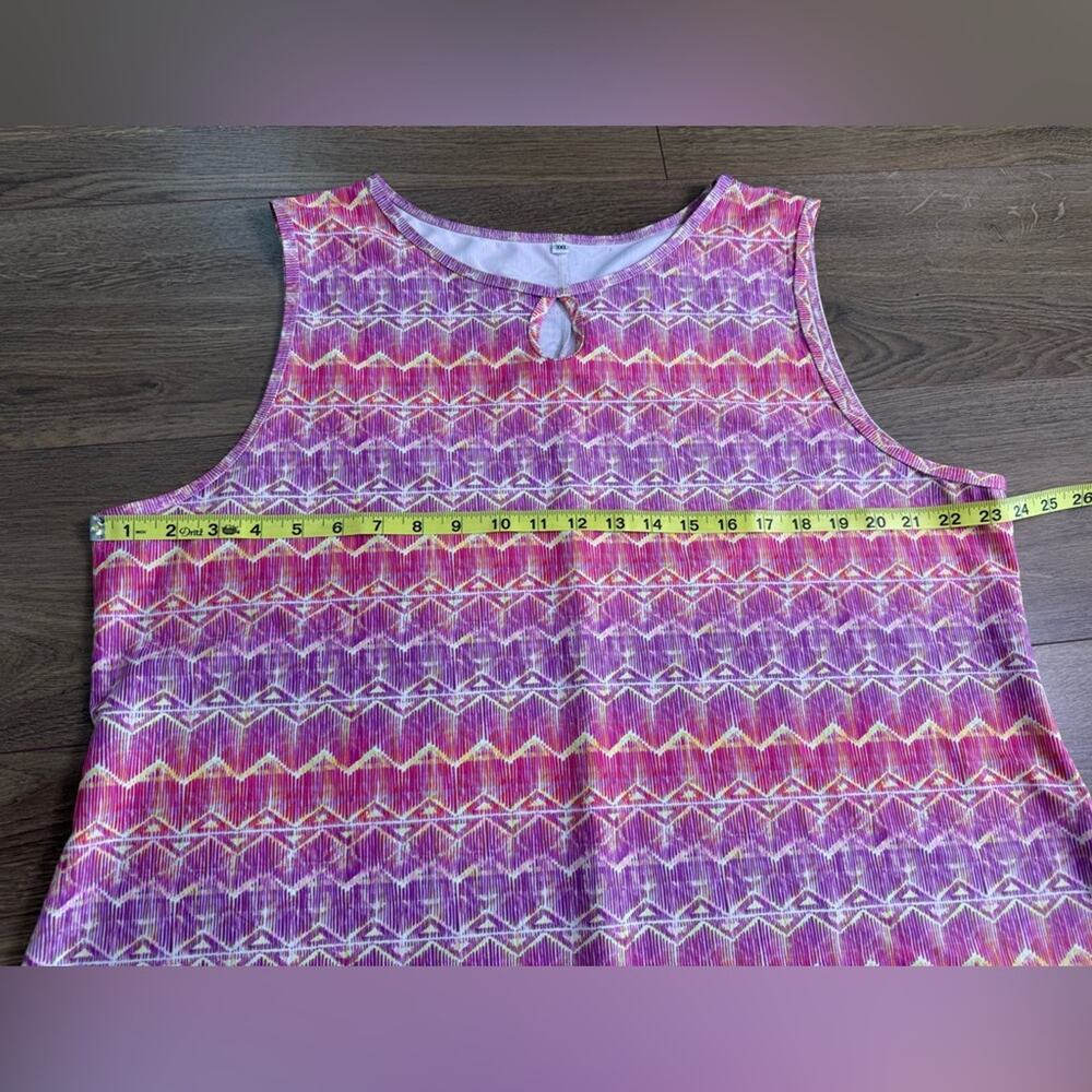 Nuu Muu Classic Keyhole Original Exercise Dress Pink Geometric Size 3X - Picture 8 of 9
